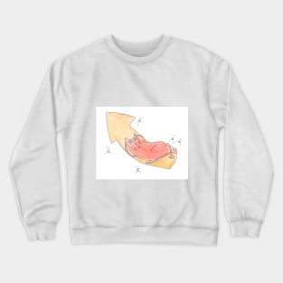 Cat lies on the pointer. Arrow up. Motivation. Achievement of the goal. Planning. Watercolor illustration humorous. Humor, fun design modern Crewneck Sweatshirt